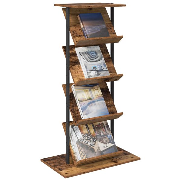 vidaXL Magazine Rack Old Wood 68 x 40 x 123.5 cm Engineered Wood