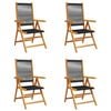 vidaXL Reclining Folding Chairs 4 pcs Black Solid Wood Acacia