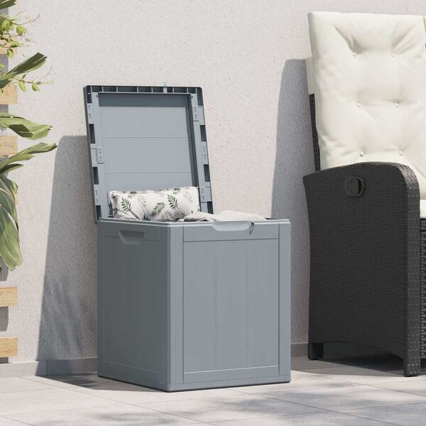vidaXL Garden Storage Box 90L Grey PP Wood Look