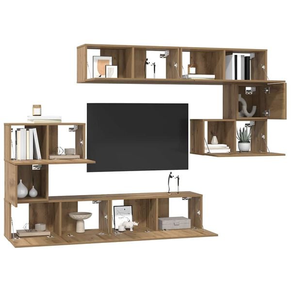 vidaXL TV Cabinet Set Wall-mounted 8 pcs Artisan Oak Engineered Wood