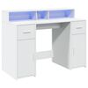 vidaXL Desk with LED Lights White 120x55x91 cm Engineered Wood