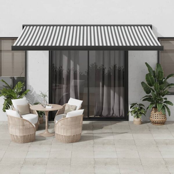 vidaXL Retractable Awning Anthracite and White 4x3 m Fabric&Aluminium