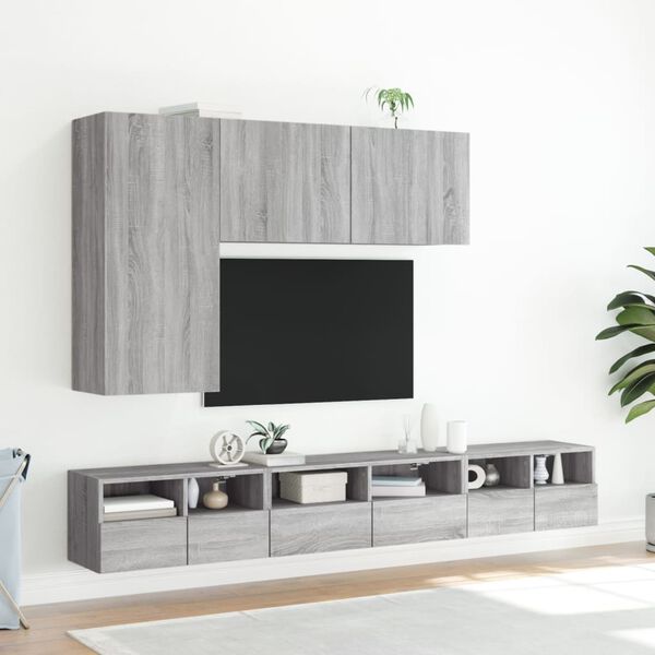 vidaXL TV Wall Cabinet Grey Sonoma 60x30x30 cm Engineered Wood