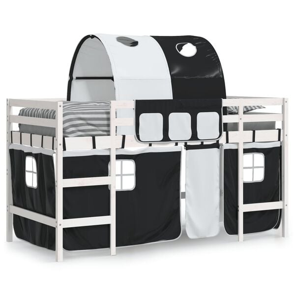vidaXL Kids' Loft Bed with Tunnel without Mattress White&Black 90x200cm