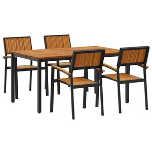 vidaXL Garden Dining Set 5 pcs Black Solid Acacia Wood