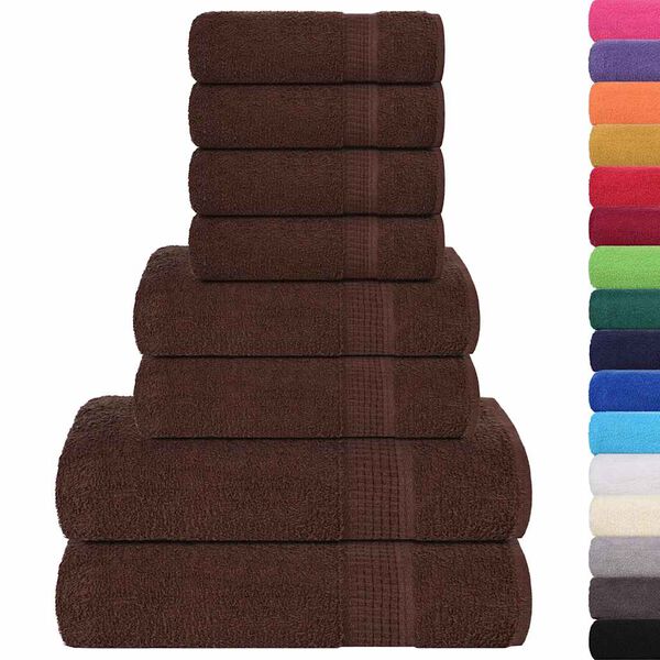 vidaXL 8 Piece Towel Set "FROGN" Brown 360 gsm