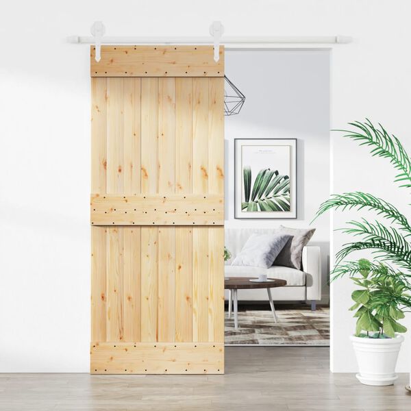 vidaXL Sliding Door with Hardware Set 85x210 cm Solid Wood Pine