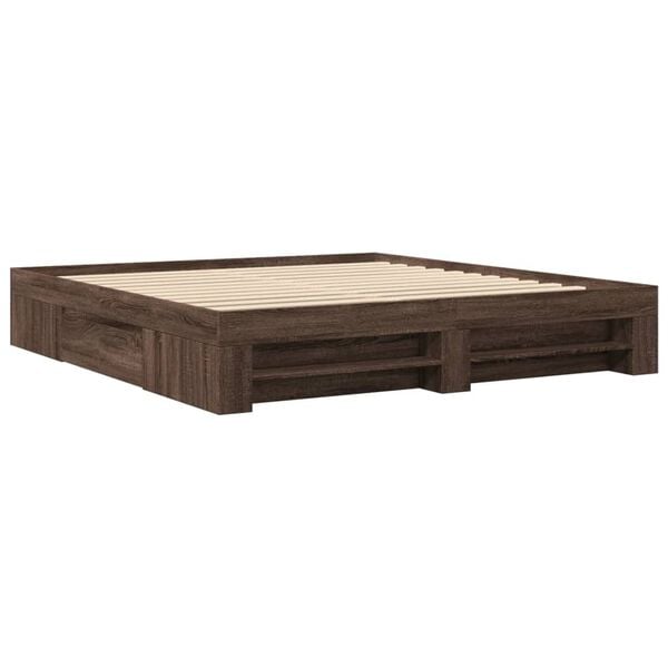 vidaXL Bed Frame without Mattress Brown Oak 180x200 cm Super King Engineered Wood