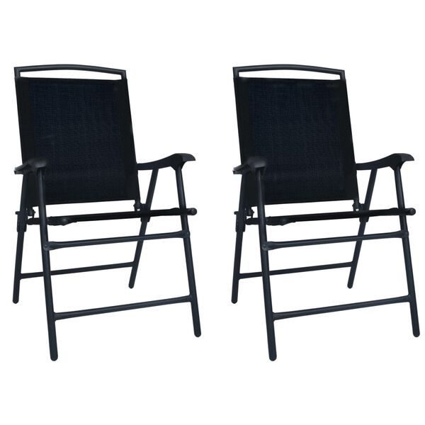 vidaXL Folding Garden Chairs 2 pcs Texilene Black