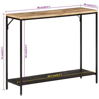vidaXL Console Table 90x30x75 cm Solid Rough Mango Wood and Iron
