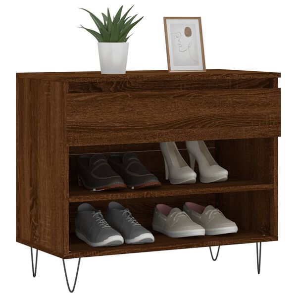 vidaXL Shoe Cabinet Brown Oak 70x36x60 cm Engineered Wood