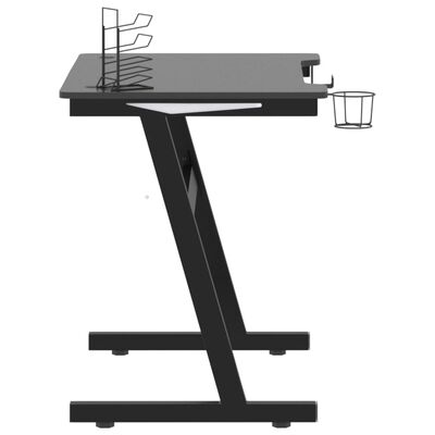 vidaXL Gaming Desk LED with Z Shape Legs Black 90x60x75 cm