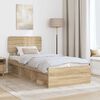 vidaXL Bed Frame with Headboard Sonoma 90 x 190 cm Solid Pine Wood