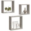 vidaXL Wall Cube Shelves 3 pcs Concrete Grey