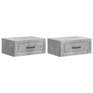 vidaXL Wall-Mounted Bedside Cabinet with Drawer 2 pcs Concrete Grey