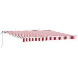 vidaXL Retractable Awning Manual Red and White 400 x 300 cm Fabric