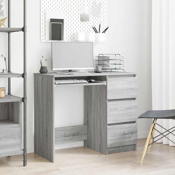 vidaXL Desk Grey Sonoma 90x45x76 cm Engineered Wood