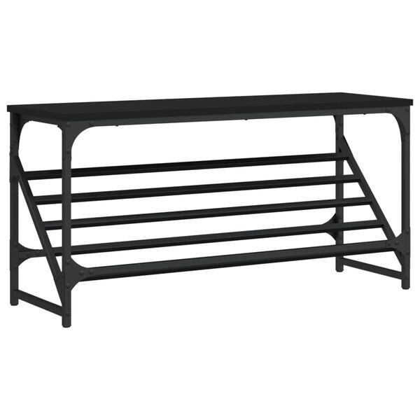 vidaXL Shoe Rack Black 90x30x45 cm Engineered Wood