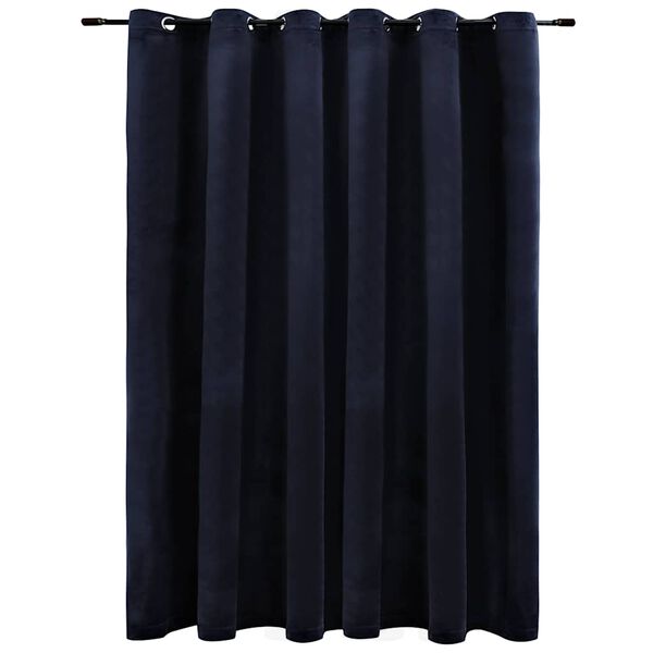 vidaXL Blackout Curtain with Metal Rings Velvet Black 290x245 cm