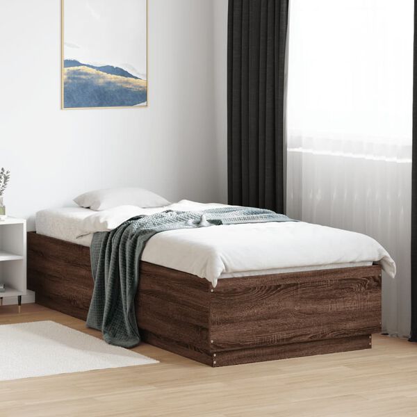 vidaXL Bed Frame without Mattress Brown Oak 90x200 cm