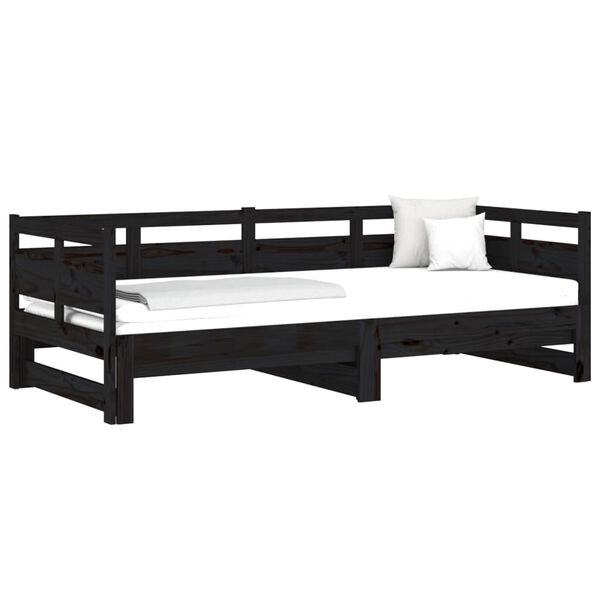 vidaXL Pull-out Day Bed without Mattress Black 2x(80x200) cm