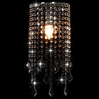 vidaXL Wall Lamp with Crystal Beads Silver Rectangular E14 Bulbs
