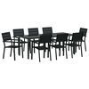 vidaXL Garden Dining Set 9 pcs Black Powder-Coated Steel