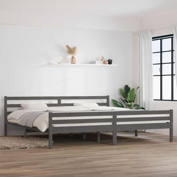 vidaXL Bed Frame without Mattress Grey Solid Wood 200x200 cm