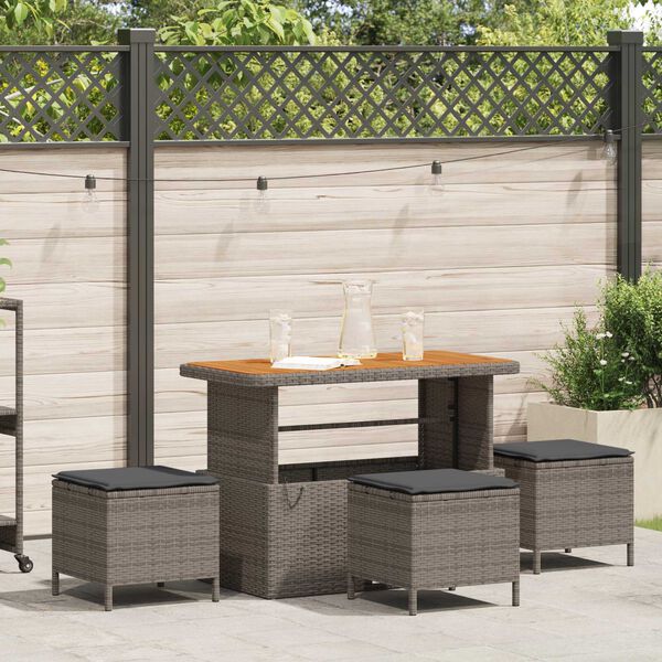 vidaXL Garden Dining Set Grey Poly rattan