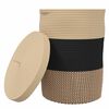 vidaXL Storage Basket with Lid Black and Beige Ø37x50 cm Cotton