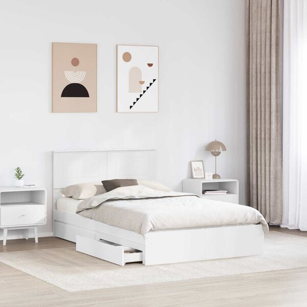 vidaXL Storage Bed with Headboard White 135 x 190 cm Engineered Wood