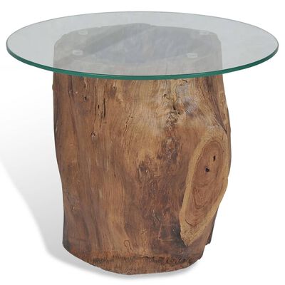 vidaXL Coffee Table Teak Glass 50x40 cm