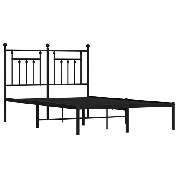 vidaXL Metal Bed Frame without Mattress with Headboard Black 120x200cm