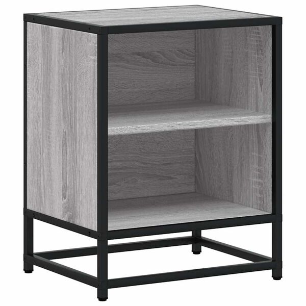 vidaXL Bedside Cabinet Grey Sonoma 40x31x50 cm Engineered Wood and Metal