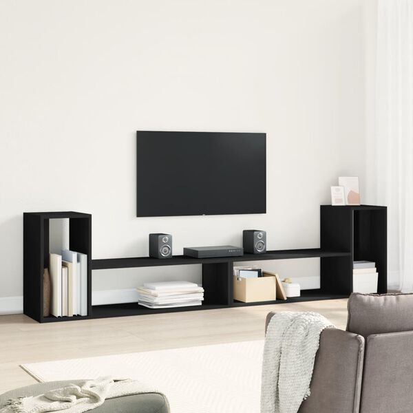 vidaXL TV Cabinets 2 pcs Black 100x30x50 cm Engineered Wood