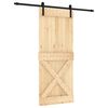 vidaXL Sliding Door Natural and Black 85 x 210 cm Solid Pine Wood