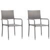 vidaXL 3 Piece Garden Dining Set Grey and Black Poly Rattan and Steel
