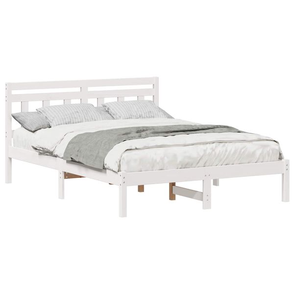 vidaXL Bed Frame White 120 x 200 cm Solid Pine Wood