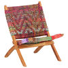 vidaXL Folding Chindi Chair Multicolours Fabric