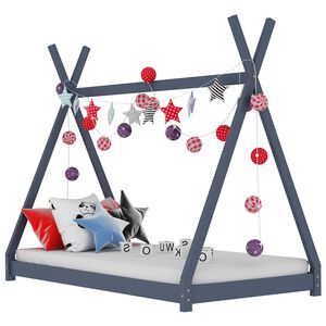 vidaXL Kids Bed Frame | Grey | Solid Pine Wood | Children's Bed Size