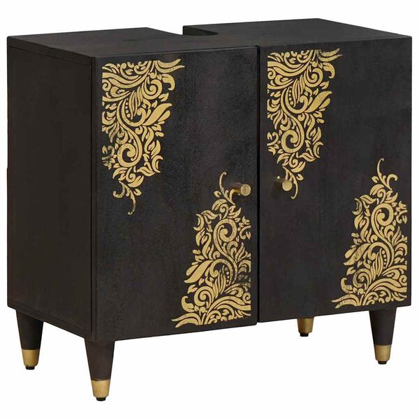 vidaXL Bathroom Cabinet Set with Drawer 5 pcs Black Solid Mango Wood