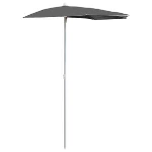 vidaXL Garden Half Parasol with Pole 180x90 cm Anthracite