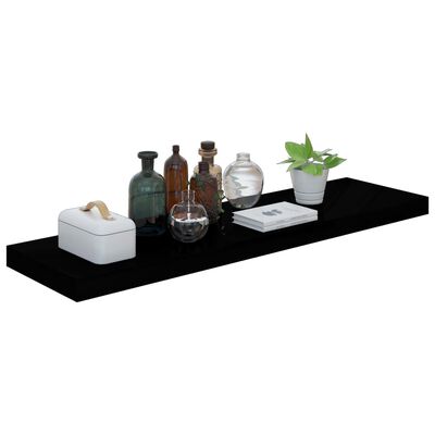 vidaXL Floating Wall Shelf High Gloss Black 90x23.5x3.8 cm MDF