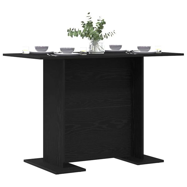 vidaXL Dining Table Black oak 110 x 60 x 75 cm Engineered wood