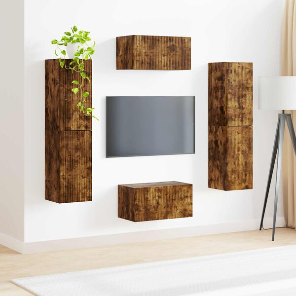 vidaXL TV Cabinet Set 6 pcs Smoked Oak Engineered Wood