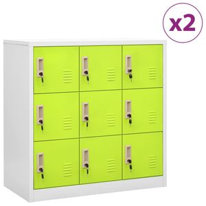 vidaXL Locker Cabinets 2 pcs Light Grey and Green 90x45x92.5 cm Steel