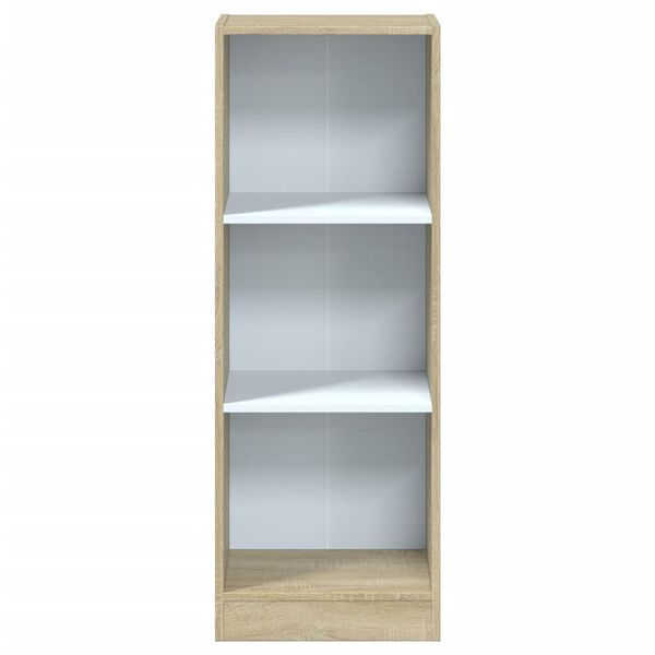 vidaXL 3-Tier Book Cabinet White and Sonoma Oak 40x24x109 cm Engineered Wood