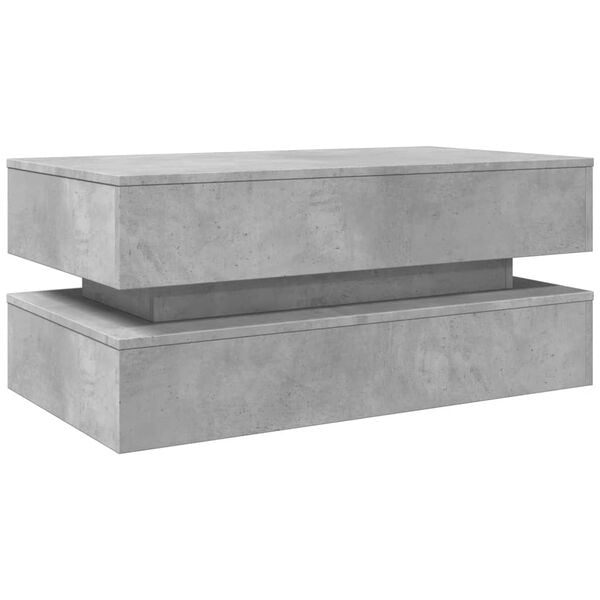 vidaXL Coffee Table with LED Lights Concrete Grey 90x50x40 cm