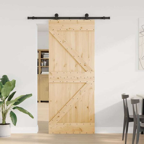 vidaXL Sliding Door with Hardware Set 85x210 cm Solid Wood Pine