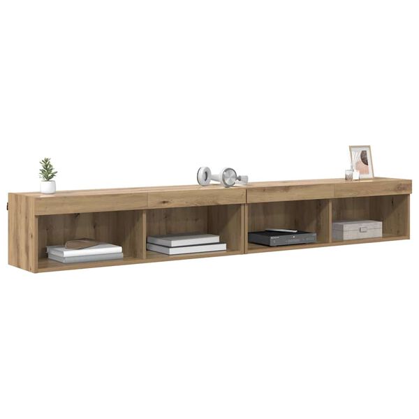 vidaXL TV Wall Cabinets Panama 2 pcs Artisan Oak 100 x 30 x 30 cm